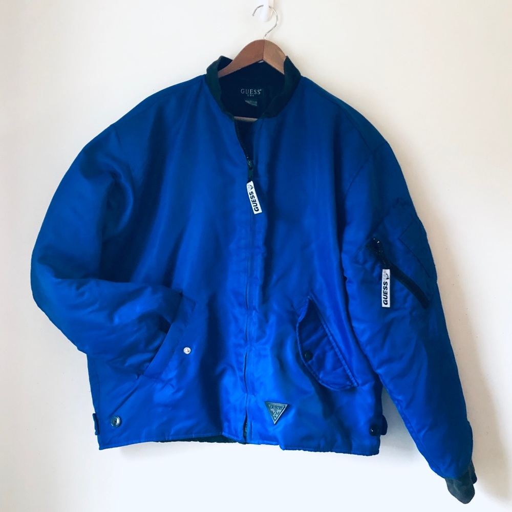 Vintage Guess USA Blue Windbreaker Jacket (L)